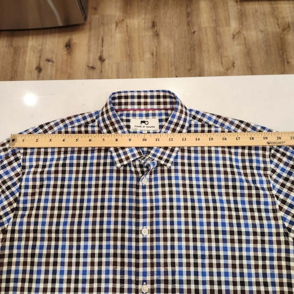 Moods Of Norway Shirt Mens XXL Blue Check Gingham Long Sleeve 100% Cotton - Picture 8 of 11